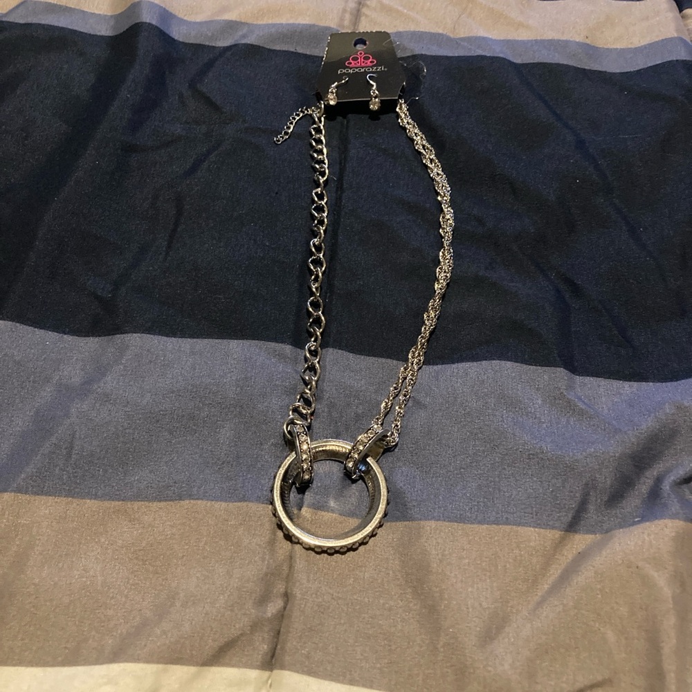Paparazzi Silver Ring Pendant Necklace